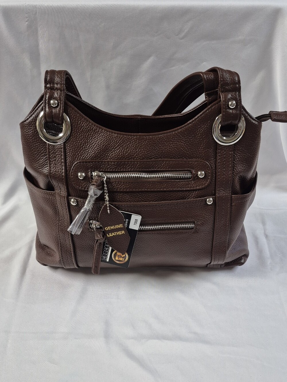 Roma Handbag Shoulder Bag Women Concealed Carry Brown Pebbled Leather Western